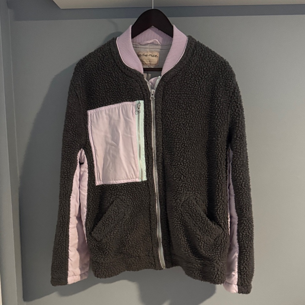 We The Free fleece gray and Pink Jacket size small